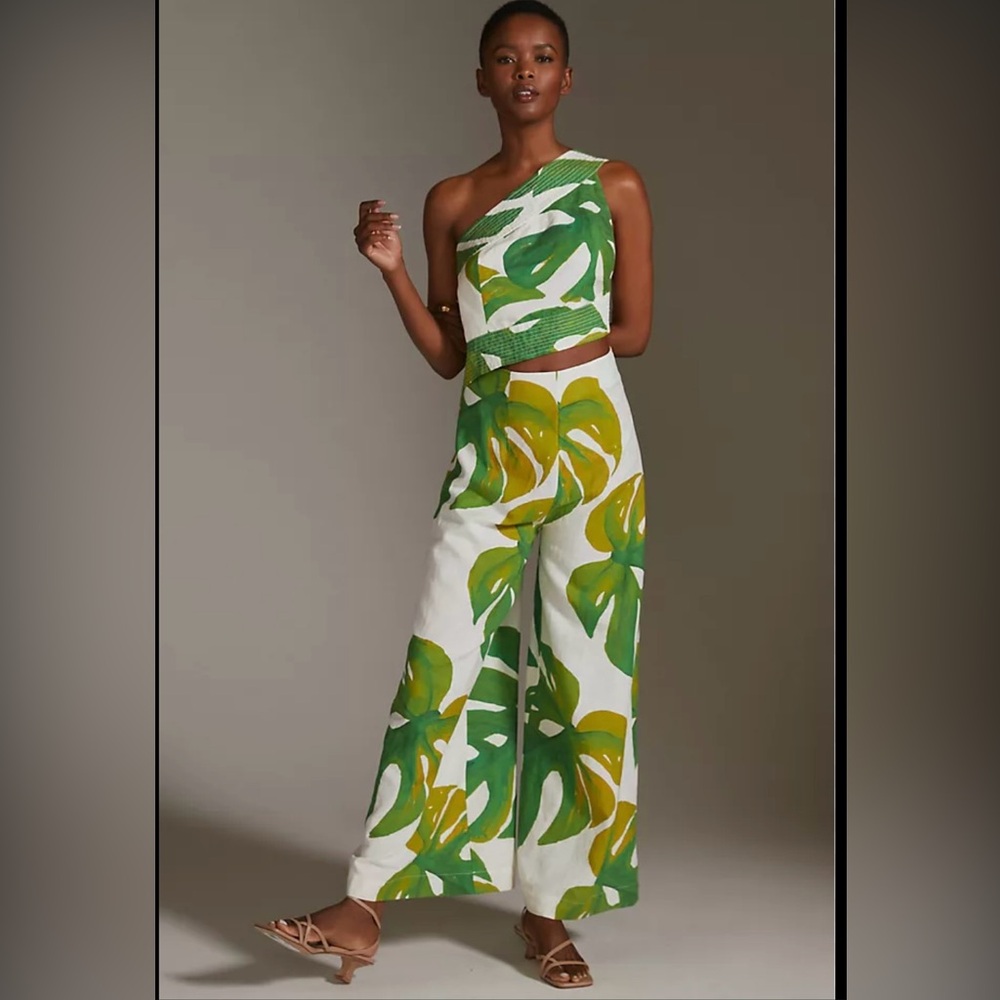 COPY - FARM Rio Green and White Tropical Jumpsuit